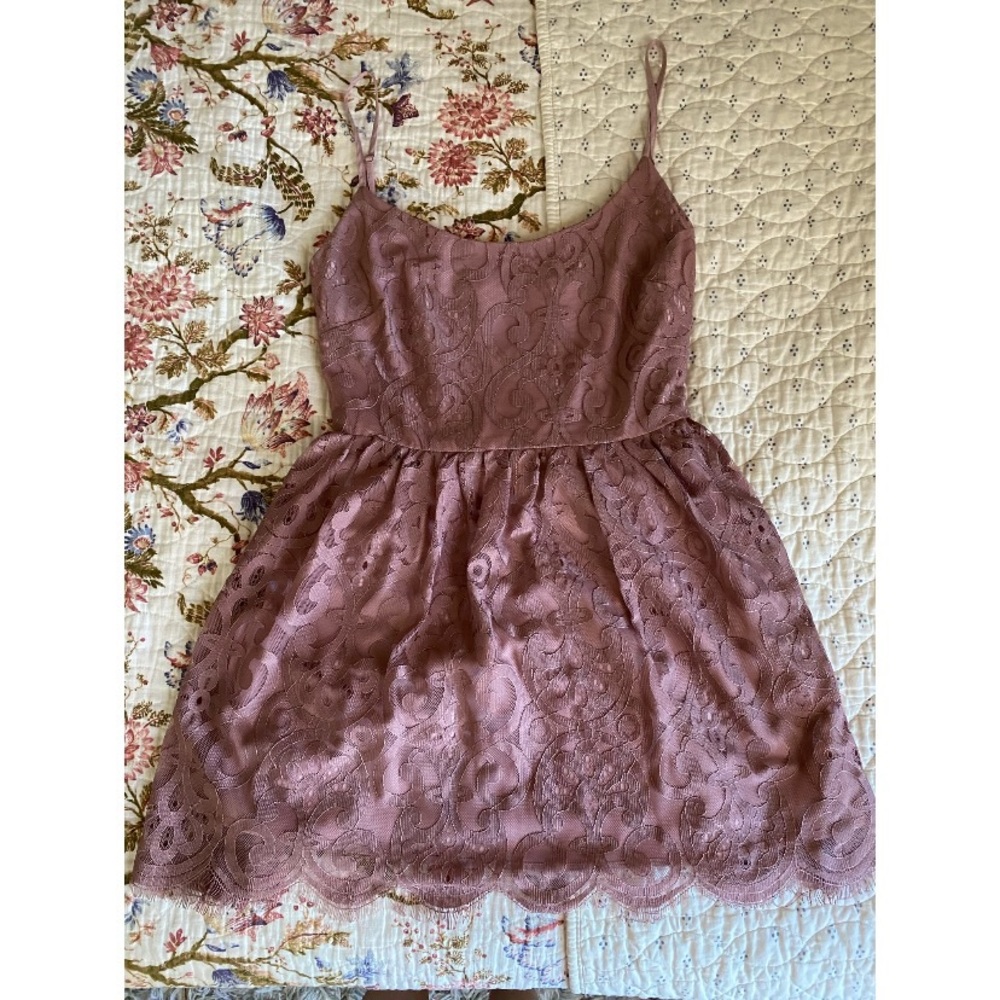 Pink lace mini dress